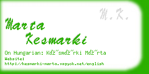 marta kesmarki business card